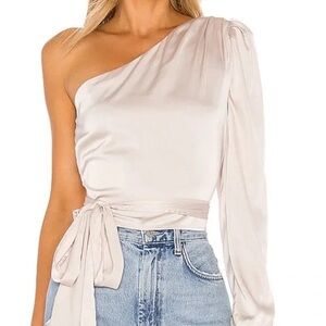 superdown One-Shoulder Cream Blouse